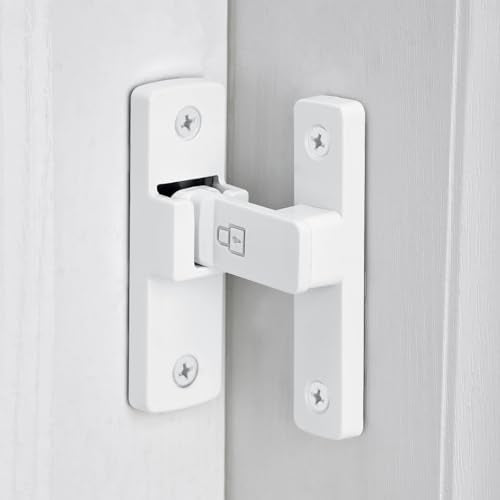White 90 Degree Barn Door Lock ，Right Angle Door Lock Latch - color: White_90 Degree