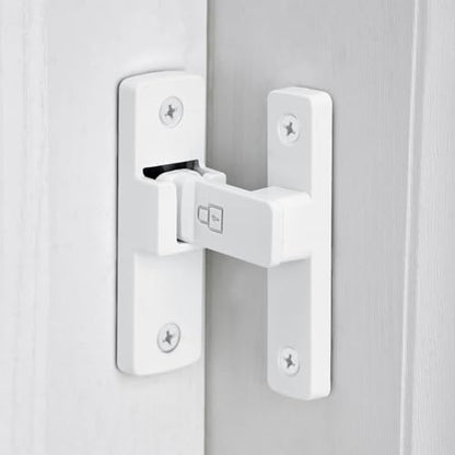 White 90 Degree Barn Door Lock ，Right Angle Door Lock Latch - color: White_90 Degree