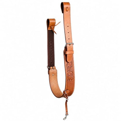CHALLENGER Horse Western Leather Basketweave Tooled Floral Rear Flank Saddle Cinch Off Billets 9759A