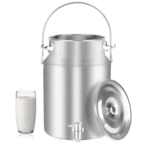 304 Stainless Steel 10 Liter Milk Can Milk Bucket Wine Pail Bucket with Spigot 2.64 Gallon Milk Can Tote Jug with Sealed Lid Heavy Duty for Milk and Wine