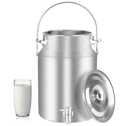 304 Stainless Steel 10 Liter Milk Can Milk Bucket Wine Pail Bucket with Spigot 2.64 Gallon Milk Can Tote Jug with Sealed Lid Heavy Duty for Milk and Wine