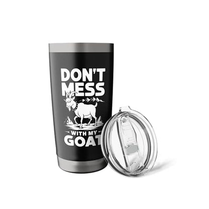 Don´t Mess With My Goat Cute Coat Pygmy Goat Farmer Stainless Steel Insulated Tumbler - color: Black