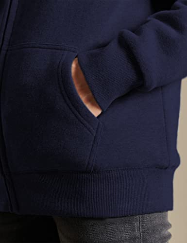 Women’s Casual Full Zip Up Sherpa Lined Hoodie Sweatshirt Jacket Coat - color: Darkblue, size: Medium