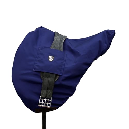 Harrison Howard Premium English Saddle Cover, Waterproof & Breathable Fleece-Lined Protective Saddle Cover - color: Navy, size: GP/CC-One Size