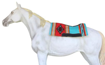 Horse Western Handwoven New Zealand Wool Contoured Felt Saddle Pad 3922HW - color: Turquoise Red Orange