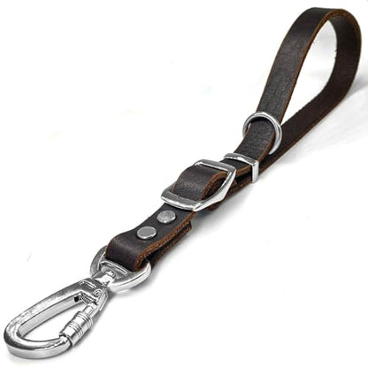 Leather Short Dog Leash,Adjustable Length Dog Leads,Extra Thick Genuine and Heavy-Duty Hardware Handmade Assembled with Extension Function Strong Traffic Pet Leashes. (Width: 3/4" Length: 12-23") - size: Width: 3/4" Length: 12-23"