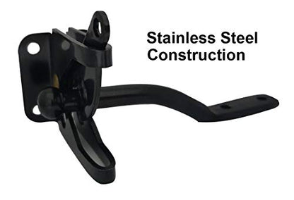 QCAA 304 Stainless Steel Self-Locking Gate Latch, 2-1/8", Black Coated, Made in Taiwan, 2 Pack - color: Black Coated on 304 Stainless Steel (2-1/8"), size: 2 Pack