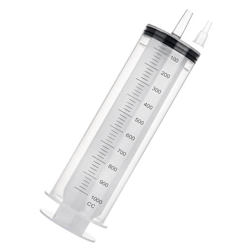 1000ml Large Syringe, Epoxy Plastic Syringes for Liquids with Tip Adapter | Large Syringe for Scientific Labs, Measuring, Watering, Refilling, Filtration, Plants, Multiple Uses, Individually Sealed - style: 1000 ML