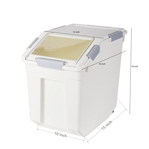 EonTone Flour Storage Container 25 Liters (30 Lb‎) Pack-6 with Lockable Lid Wheels BPA-Free Ingredient Storage Bins - size: 25 Liters (pack of 6)