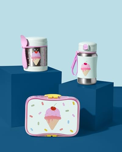 Skip Hop Toddler Sippy Cup with Straw, Sparks Stainless Steel Straw Bottle, Ice Cream - color: Ice Cream