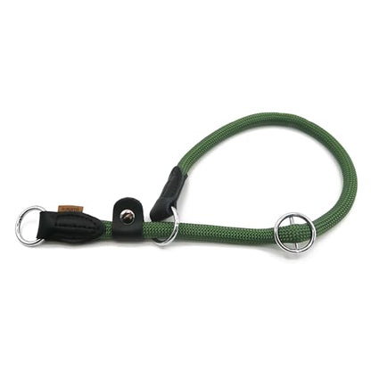 Braided Round Martingale Dog Collar, Training Collar with Slidable Stop Ring and Adjustable Stopper - Ideal for Large Dogs (L(1/2") - 20" Long, Dark Green) - color: Dark Green, size: L(1/2") - 20" Long with stopper