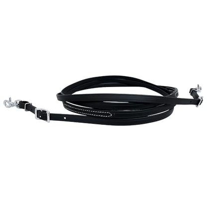 HILASON Western Horse Biothane Leather Rein, Full Size - color: Black & White Stich