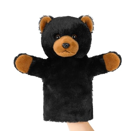 Plush Hand Puppet Toddler Cute BearSensory Learning Toy Washable Preschool Classroom Activity Supplies Creative Imaginative Play Stuffed Animal Gift Black Bear - color: Black Bear