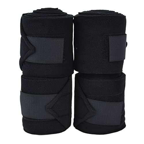 4Pcs Horse Leg Warp, Polyester Self Adhesive Breathable Wear Resistant Animal Leg Bandage for Cows Horses - color: Black