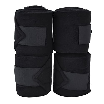 4Pcs Horse Leg Warp, Polyester Self Adhesive Breathable Wear Resistant Animal Leg Bandage for Cows Horses - color: Black