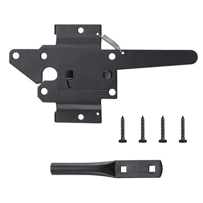 WellMade Heavy Duty Self-Locking Gate Latch for Wooden Fence, Post Mount Automatic Gravity Lever Door Latches for Garden Outdoor/Pool Gate, Metal Gates Vinyl Fence Gate Lock, Black Finish with Screws