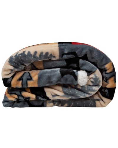 Carstens, Inc. Lake House Rustic Cabin Sherpa Fleece Large Throw Blanket, 54" x 68", Blue - color: Blue