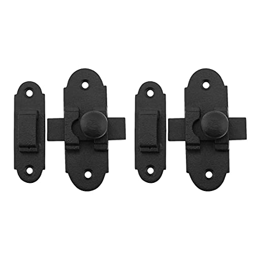 Renovators Supply Manufacturing Black Slide Bolt Door Latch 3.25" x 1.25" Antique Wrought Iron Small Metal Sliding Latches for Windows or Cabinet Doors Rust Resistant Locks with Hardware Pack of 2 - size: Pack of 2
