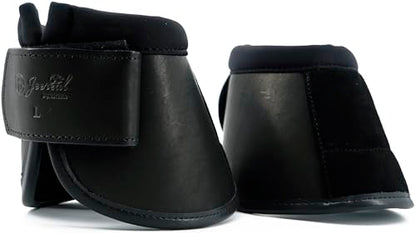 Jeereal No Turn Bell Boots Hoof Protection,Shock Absorbing, Water-Repellent,with Anti-Spin Fastening System |Neoprene,Waterproof Cloth,Genuine Leather (Black, Full (Large)) - color: Black, size: Full (Large)