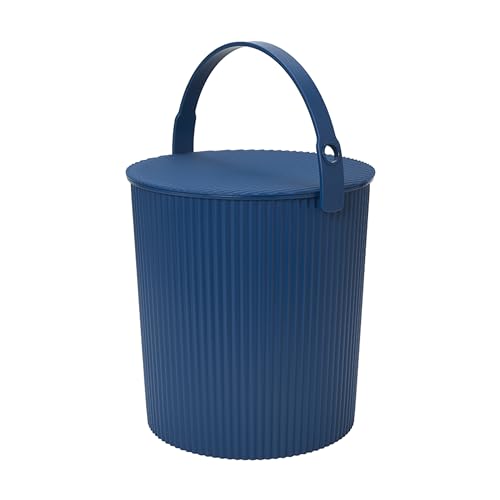 Hachiman Extra Large Bucket, 5.3 Gallon Heavy Duty Bucket with Lid & Handle | Hands-Free Filling, Easy to Stack and Store, Indoor Outdoor Use, Navy - color: Navy, size: Extra Large