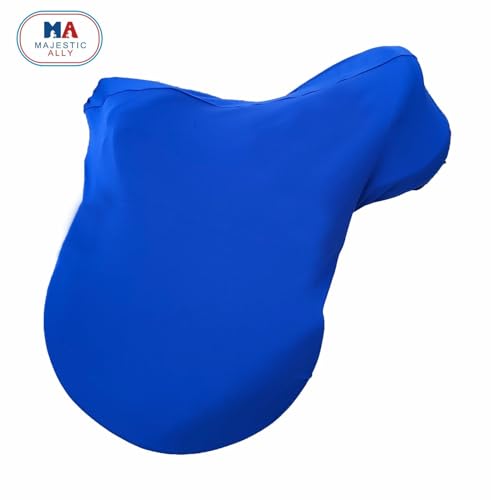 Majestic Ally English Saddle Cover with Adjustable Handle, 4-Way Stretch Spandex/Elastane Fabric, Multiple Colors (Royal Blue) - color: Royal Blue