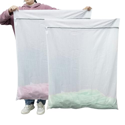 GOGOODA 2 Pack Extra Large Mesh Laundry Bag 43 x 35 in – XXXXL Washing Bag - color: Fine Mesh White, size: 2 XXXXL Large