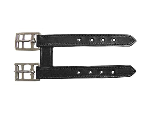 English Leather Elastic Girth Extender with Stainless Steel Roller Buckles and Double Layer Elastic. 1 Year Warranty. - color: Black