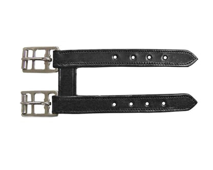English Leather Elastic Girth Extender with Stainless Steel Roller Buckles and Double Layer Elastic. 1 Year Warranty. - color: Black