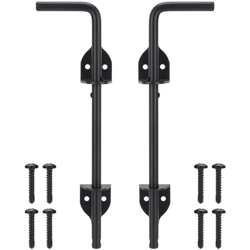 12" Cane Bolt Heavy-Duty Drop Rod for Gate, Gate Ground Latch for Wooden Fences Metal Gates Doors, Metal Gates Doors Stopper for Gate Ground, Wrought Iron Gate Latches, Black Finish(2 Pack) - color: 2 Pack, size: 12" Black