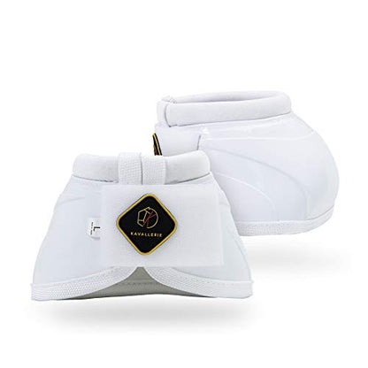 Kavallerie PRO-K Soft No Turn Bell Boots Ultimate Hoof Protection, with Anti-Spin Fastening System, Durable & Prevents Overreaching - color: White, style: Bell Boots (Pro-K)