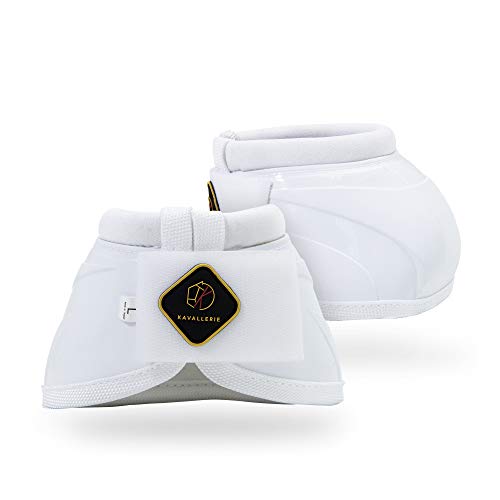 Kavallerie PRO-K Soft No Turn Bell Boots Ultimate Hoof Protection, with Anti-Spin Fastening System, Durable & Prevents Overreaching - color: White, style: Bell Boots (Pro-K)
