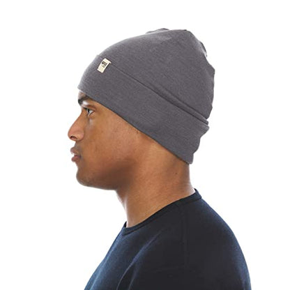 100% Merino Wool Cuff Beanie - Mens & Womens Warm Winter Hat - Watch Cap - Toque - Novelty Beanie - One Size Fits Most - color: Charcoal Gray