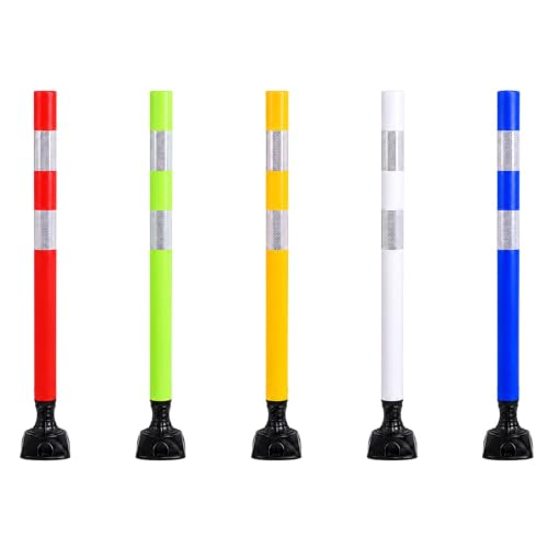 8 Pack Traffic Delineator Posts – High Visibility Reflective Safety Cones with Spring Base for Roadway, Parking, Garage, Construction Zones (Green, 36 Inch) - color: Green