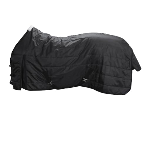 RESISTANCE Premium 420 Denier Light Winter Waterproof Horse Stable Blanket Water Resistant with 200g Polyfill & Adjustable Buckle Closure - color: Black, size: 80"