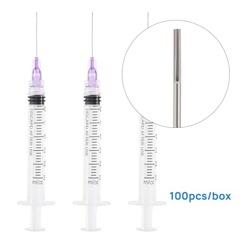 JMU 100 Pcs Dental Irrigation Syringes 3cc with 30G - size: 3ML 30G