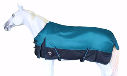 Challenger 1680D Turnout Waterproof Horse Winter Blanket Heavy-Weight 300gm Polyfill 6EE09 - color: Teal/Black, size: 72 inches