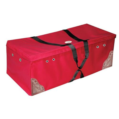 Derby Originals Hay Bale Bag Large 600D Waterproof with Leaf & Basket Hand Tooled Leather Accents 44" x 20" x 16" - color: Red