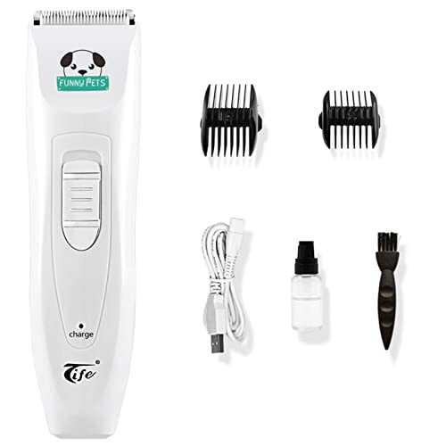 Dog Clippers Low Noise for Grooming, Electric Pet Shaver with USB Rechargeable, Dog Grooming Clippers Dog Shears for Small Medium Large Dogs Cats,White