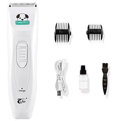 Dog Clippers Low Noise for Grooming, Electric Pet Shaver with USB Rechargeable, Dog Grooming Clippers Dog Shears for Small Medium Large Dogs Cats,White