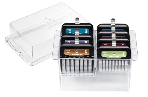 Andis 562014 Premium Clip Animal Comb Set – Built with Plastic, Includes 7 Color Coded Combs of Different Sizes, Metal Clip to Attach Comb - Fits Ultra Edge & Ceramic Edge Blades, Multicolor - style: New Version