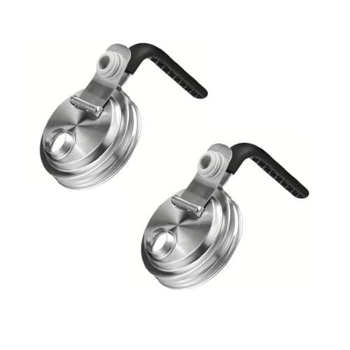 2PCS Mason Jar Drinking Lids,Stainless Steel Wide Mouth Mason Jar Sip Lid Accessories,Anticracking Leak Proof Seal Flip Cap Cover Airtight Accessories for Drink (Regular Mouth with Handle) - style: Regular Mouth with Handle
