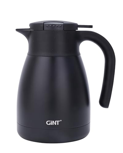 GiNT 1L / 34Oz Thermal Coffee Carafe, Insulated Stainless Steel Coffee Carafes for Keeping Hot/Double Walled Vacuum Thermal Carafe (Black) - color: Black, size: 34 Ounces