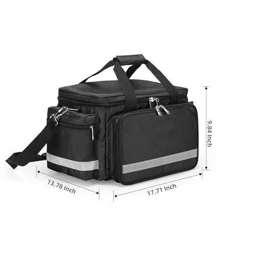 Medical Bag Empty Emergency Bag First Responder Bag First Aid Bag Home Health Empty First Aid Storage with Detachable Divider Medical Supplies - color: Black, size: 17.7" x 13.78"x 9.84"