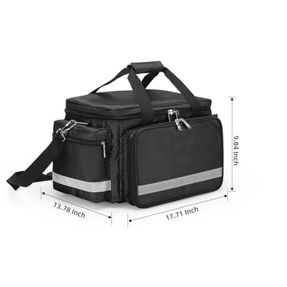 Medical Bag Empty Emergency Bag First Responder Bag First Aid Bag Home Health Empty First Aid Storage with Detachable Divider Medical Supplies - color: Black, size: 17.7" x 13.78"x 9.84"