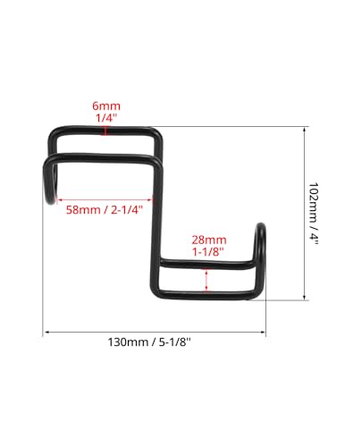 QWORK 4 Inch Tack Hook Set - 4 Pack Heavy Duty Black Horse Halter Rack, Over Rail Bridle Hooks Anti-Rust Coated Metal Hooks for Horse Bridle, Water Bucket Hangers, Stable and Barn Organization