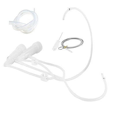 Goat Milking Machine Accessory Double Head Teat Cup with Switch, Goat Milker Tube with Clean Brush