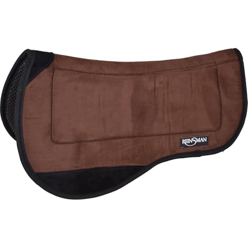 Reinsman Contoured Trail Pad with Breathable Non-Slip Tacky Too Bottom - Comfortable Durable Shock-Absorbing Stain & UV Resistant Horse Saddle Pad with Spine Relief Channel - 30" L x 34" D - color: Java Microsuede