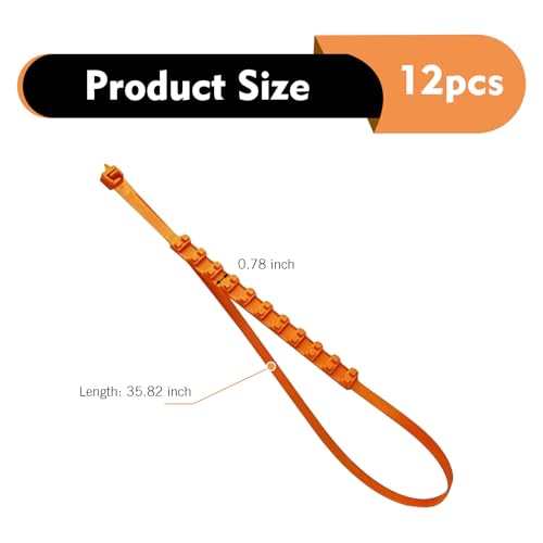 12 PCS Car Snow Tire Chains, Spiral Anti-skid Traction Straps, Portable Adjustable Zip Tie Tire Chains, Universal Emergency Accessory for Cars SUVs Trucks (Orange)