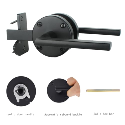Double Sided Self-Locking Gate Latch-Heavy Duty Adjustable Stainless Steel Black, 2-in-1Door Handle&Two-Way Lock,WoodenFences,Pools,Gardens,Backyards,Barns(Applicable to The Left Side Door 1pack)