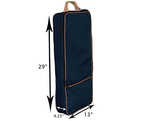Front Open 3 Layers Padded Bridle Halter Horse Tack Carry Bag - color: Navy/Beige Trim